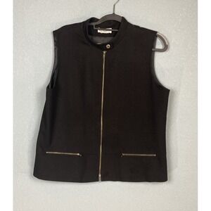 Herve Bernard Sport Full Zip Wool Vest Men's Size XL Black Lined‎